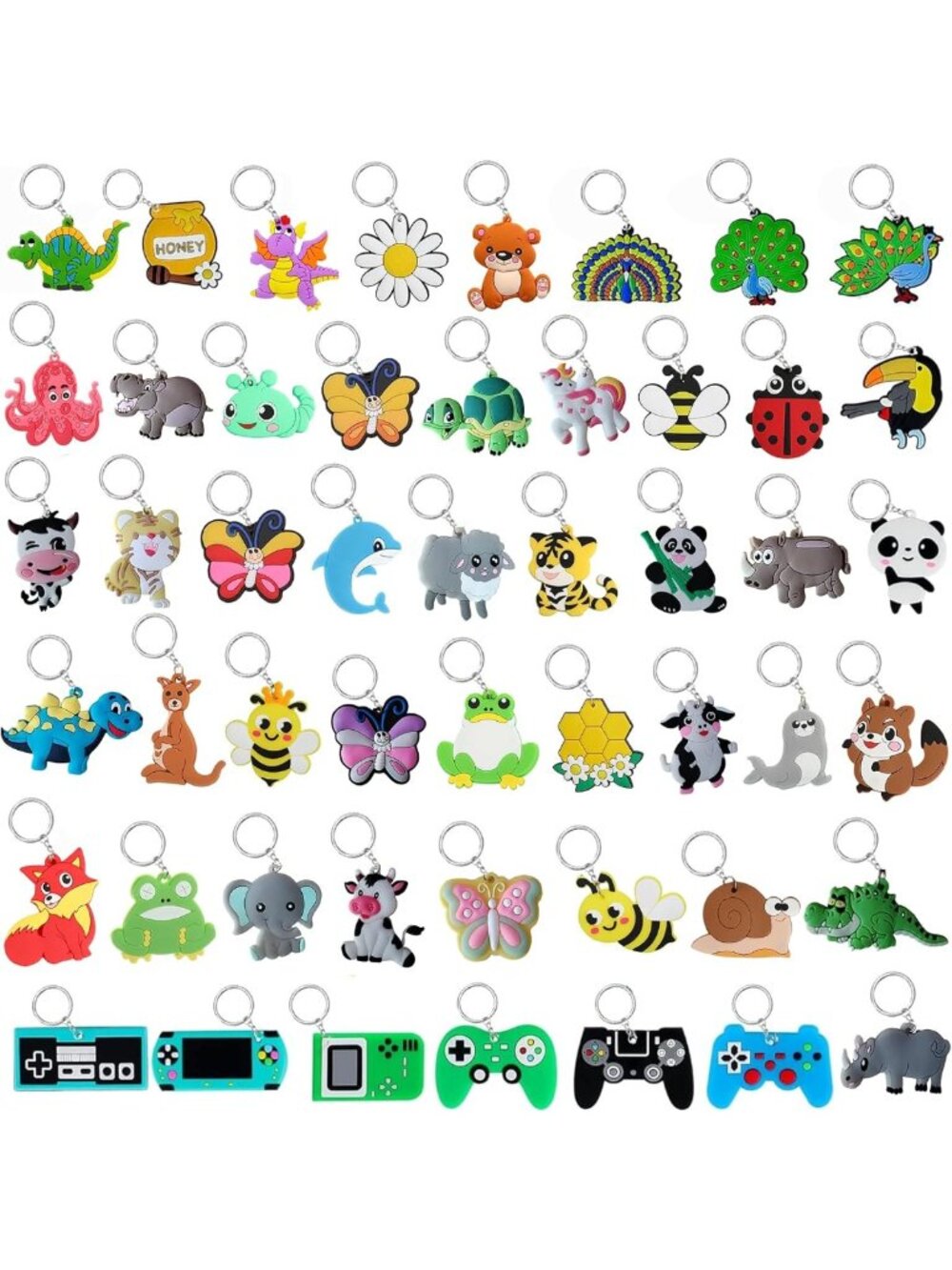 Cute Keychains Bulk for Kids Party Favors, Classroom Prizes, Birthday Gifts